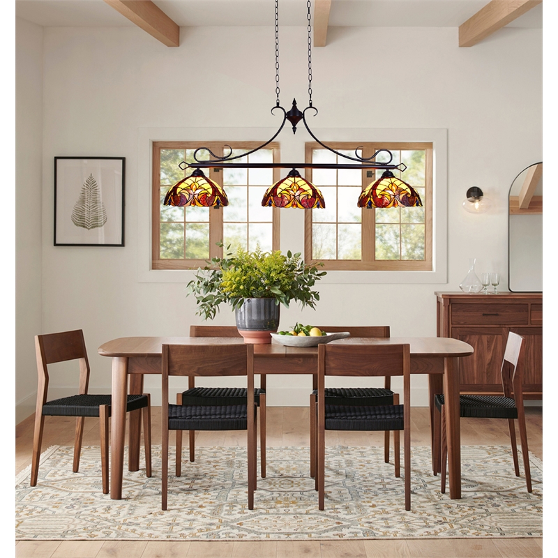 Chloe Lighting Adia Victorian 3-Light Glass/Iron Island Pendant in Dark Bronze