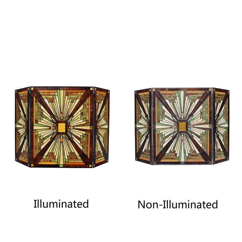 Chloe Lighting Innes 3-Piece Folding Glass Fireplace Screen in Multi-Color