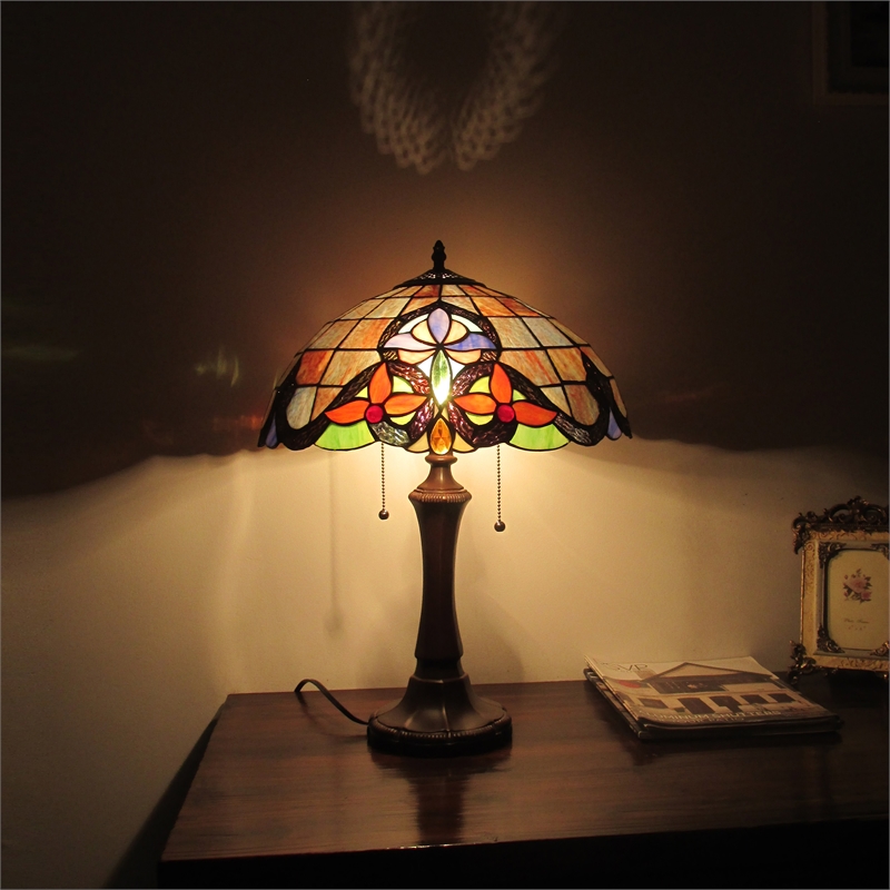 Chloe Lighting Monroe Victorian 2-Light Glass/Metal Table Lamp in Dark Bronze