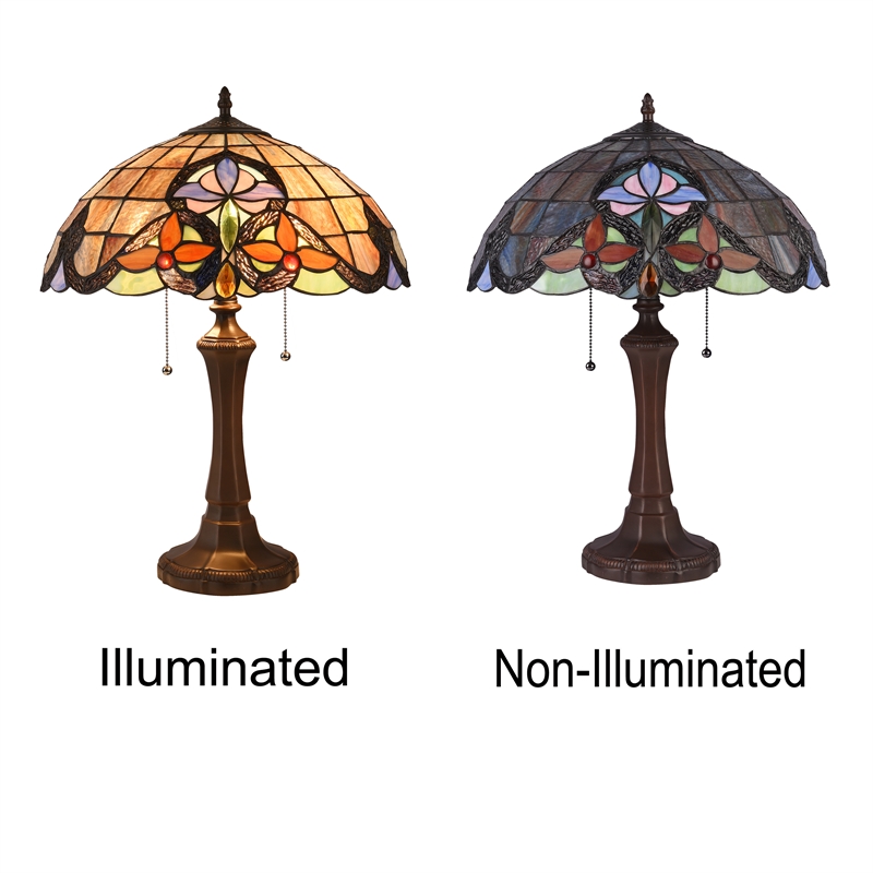 Chloe Lighting Monroe Victorian 2-Light Glass/Metal Table Lamp in Dark Bronze