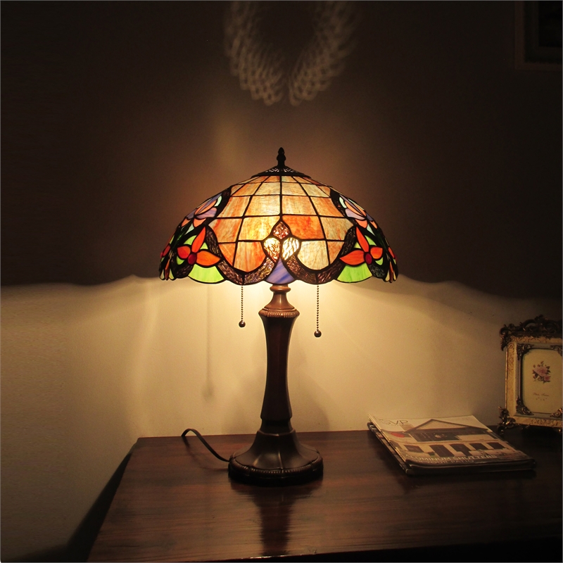 Chloe Lighting Monroe Victorian 2-Light Glass/Metal Table Lamp in Dark Bronze
