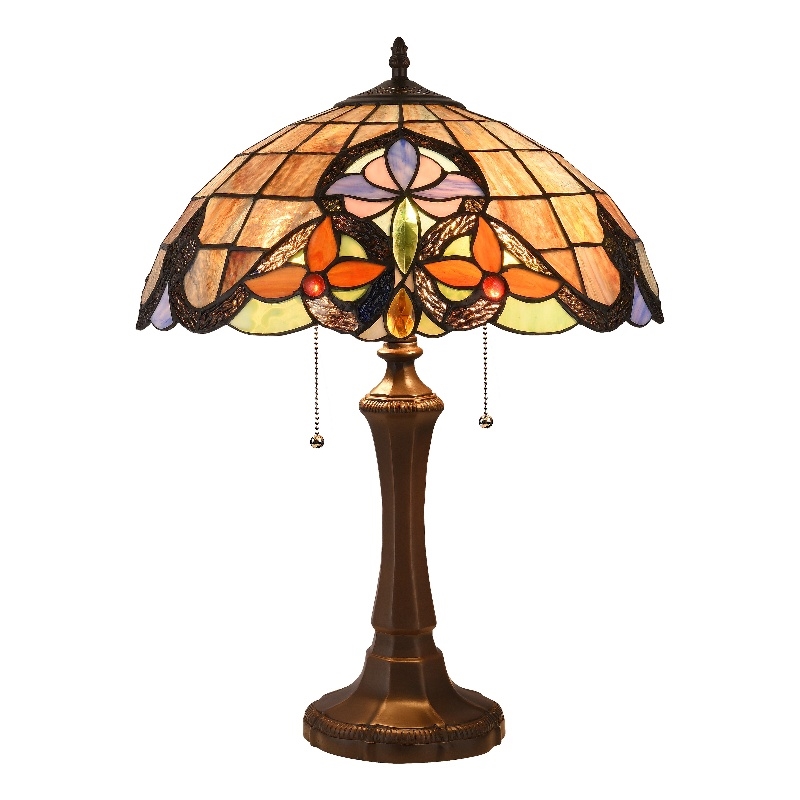 Chloe Lighting Monroe Victorian 2-Light Glass/Metal Table Lamp in Dark Bronze