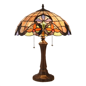 Chloe Lighting Monroe Victorian 2-Light Glass/Metal Table Lamp in Dark Bronze