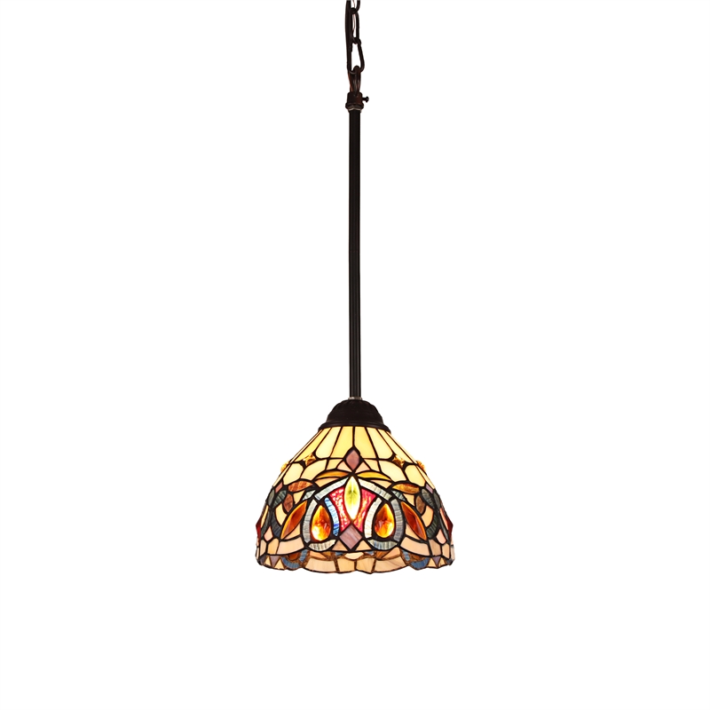 Chloe Lighting Serenity Victorian 1-Light Glass Mini Pendant in Multi-Color
