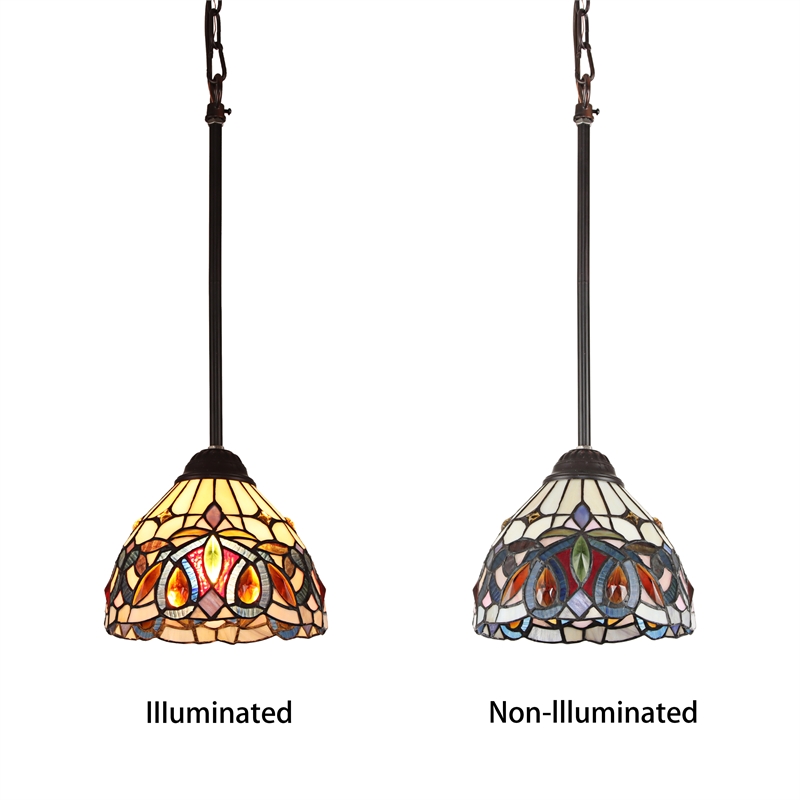 Chloe Lighting Serenity Victorian 1-Light Glass Mini Pendant in Multi-Color