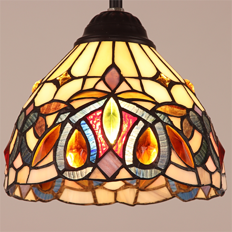 Chloe Lighting Serenity Victorian 1-Light Glass Mini Pendant in Multi-Color