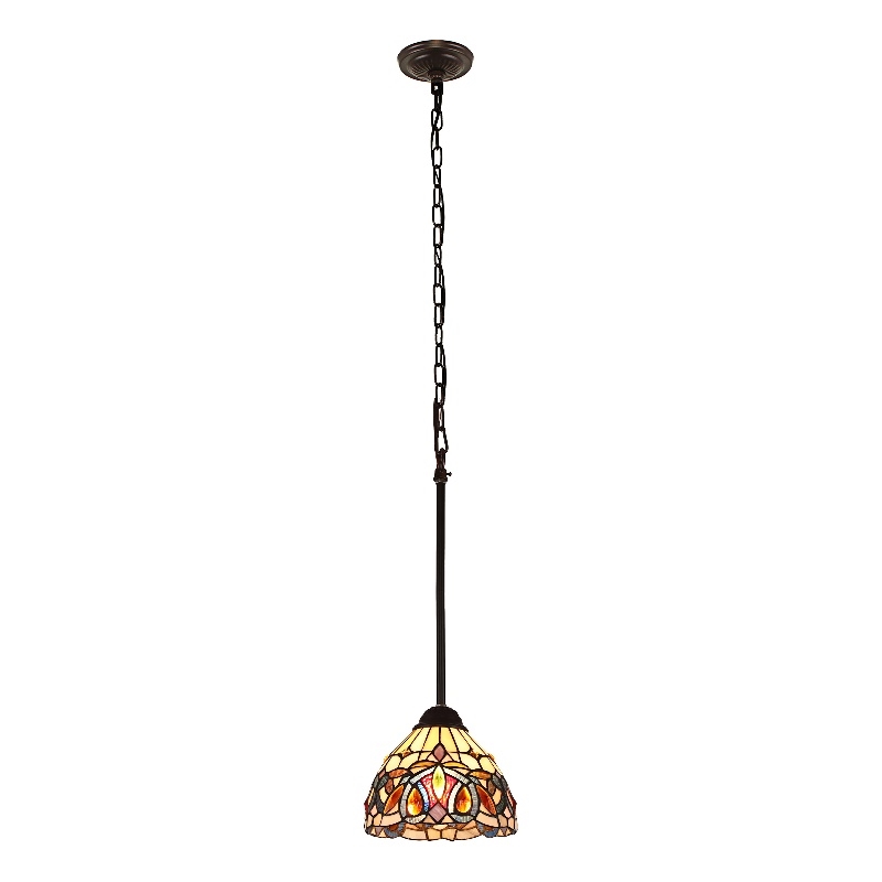 Chloe Lighting Serenity Victorian 1-Light Glass Mini Pendant in Multi-Color