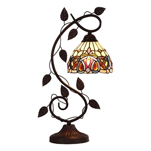 chloe lighting serenity victorian 1-light metal/glass table lamp in dark bronze