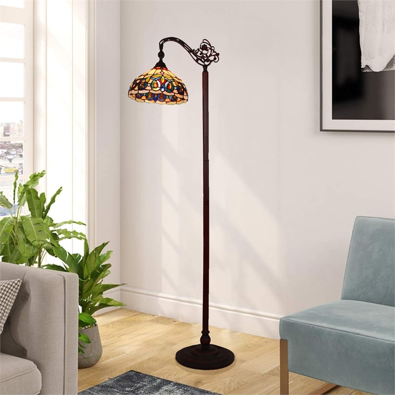 Chloe Lighting Serenity Victorian 1-Light Metal Reading Floor Lamp in Bronze