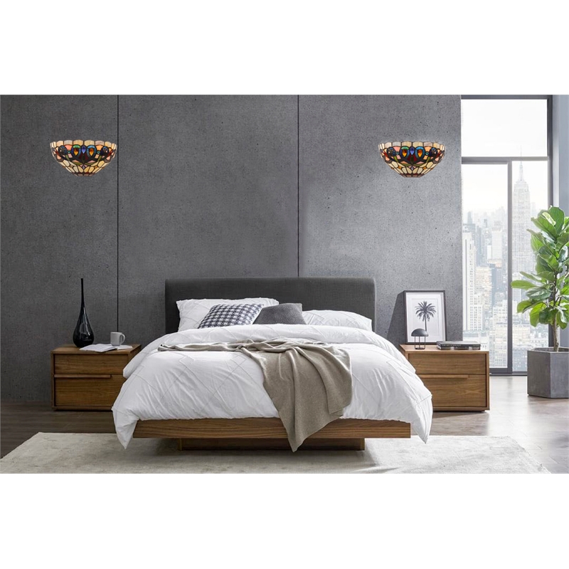 Chloe Lighting Serenity Victorian 1-Light Glass/Metal Wall Sconce in Multi-Color