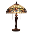 Chloe Lighting Serenity Victorian 2-Light Glass/Metal Table Lamp in Dark Bronze