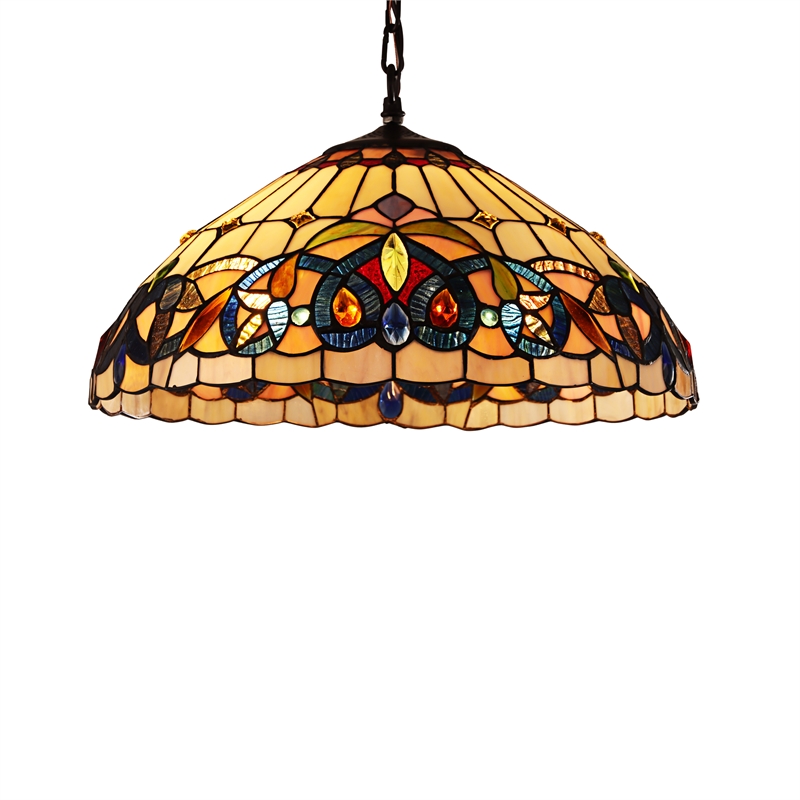 Chloe Lighting Serenity Victorian 2-Light Glass Hanging Pendant in Multi-Color