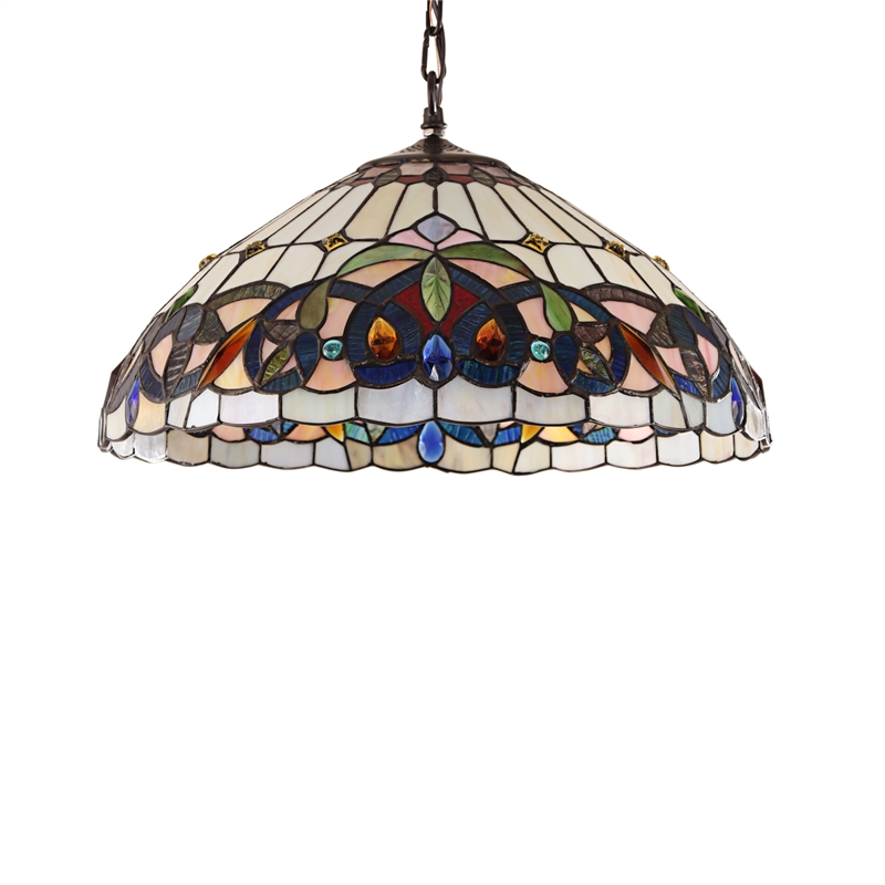 Chloe Lighting Serenity Victorian 2-Light Glass Hanging Pendant in Multi-Color