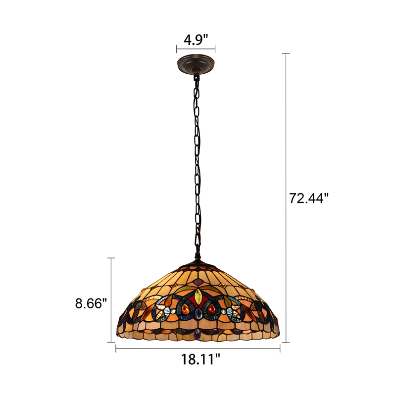 Chloe Lighting Serenity Victorian 2-Light Glass Hanging Pendant in Multi-Color