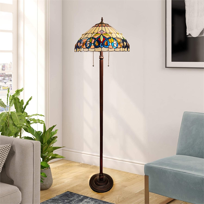 Chloe Lighting Serenity Victorian 2-Light Metal Floor Lamp in Dark Bronze