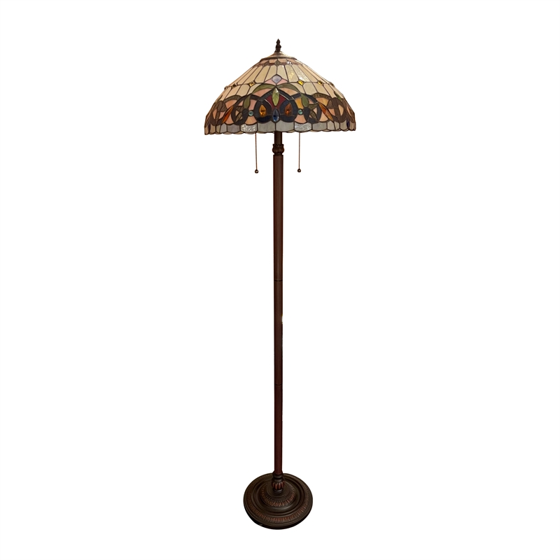 Chloe Lighting Serenity Victorian 2-Light Metal Floor Lamp in Dark Bronze