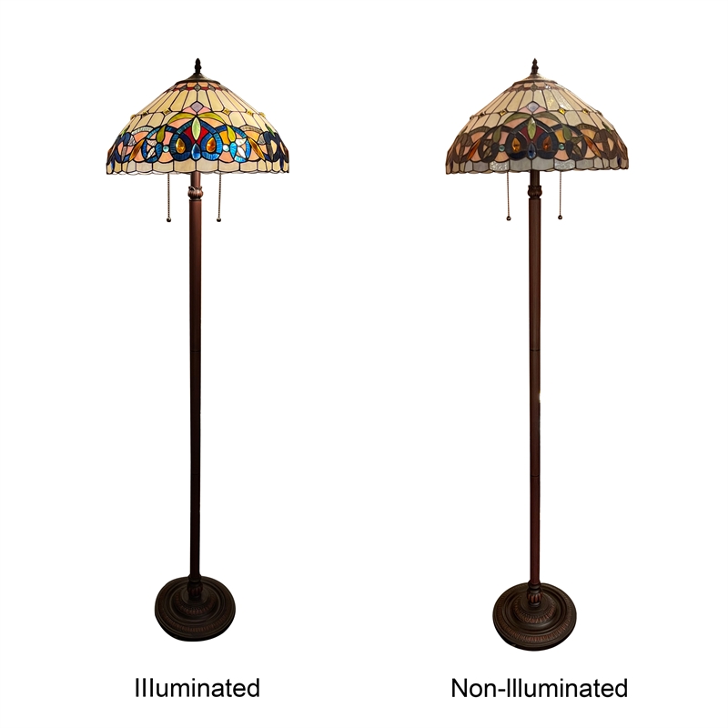 Chloe Lighting Serenity Victorian 2-Light Metal Floor Lamp in Dark Bronze