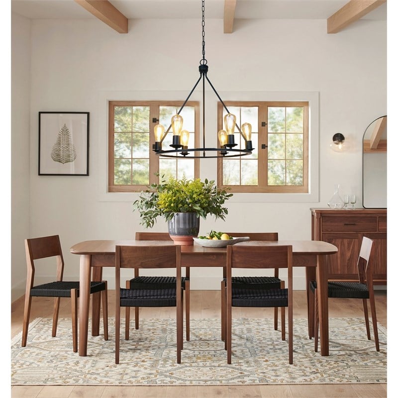 Chloe Lighting Ironclad 6-Light Metal Large Pendant in Matte Black