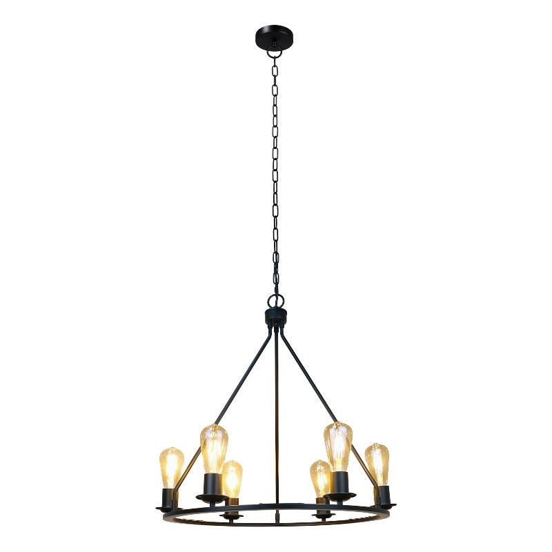 Chloe Lighting Ironclad 6-Light Metal Large Pendant in Matte Black