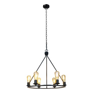 Chloe Lighting Ironclad 6-Light Metal Large Pendant in Matte Black