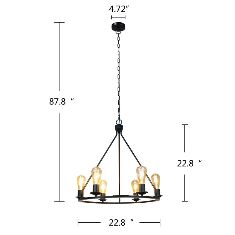 Chloe Lighting Ironclad 6-Light Metal Large Pendant in Matte Black