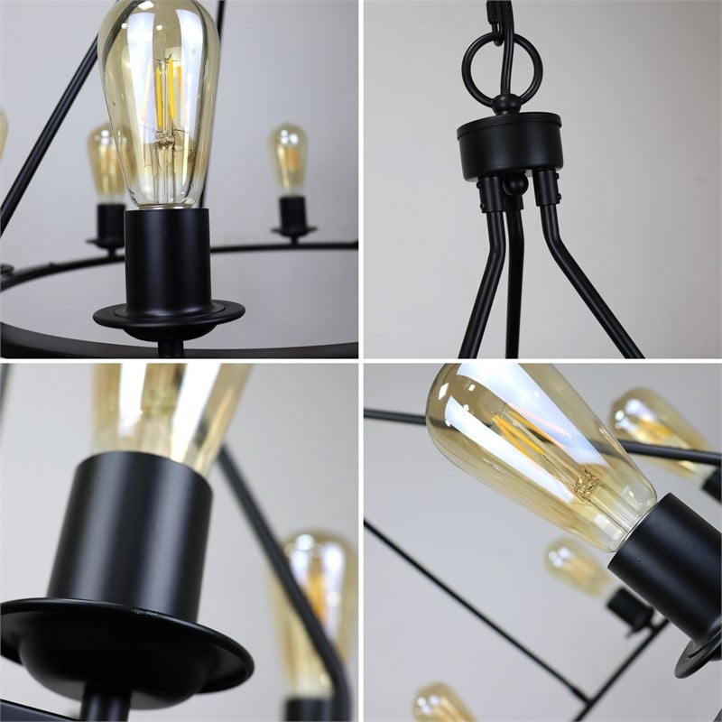 Chloe Lighting Ironclad 6-Light Metal Large Pendant in Matte Black