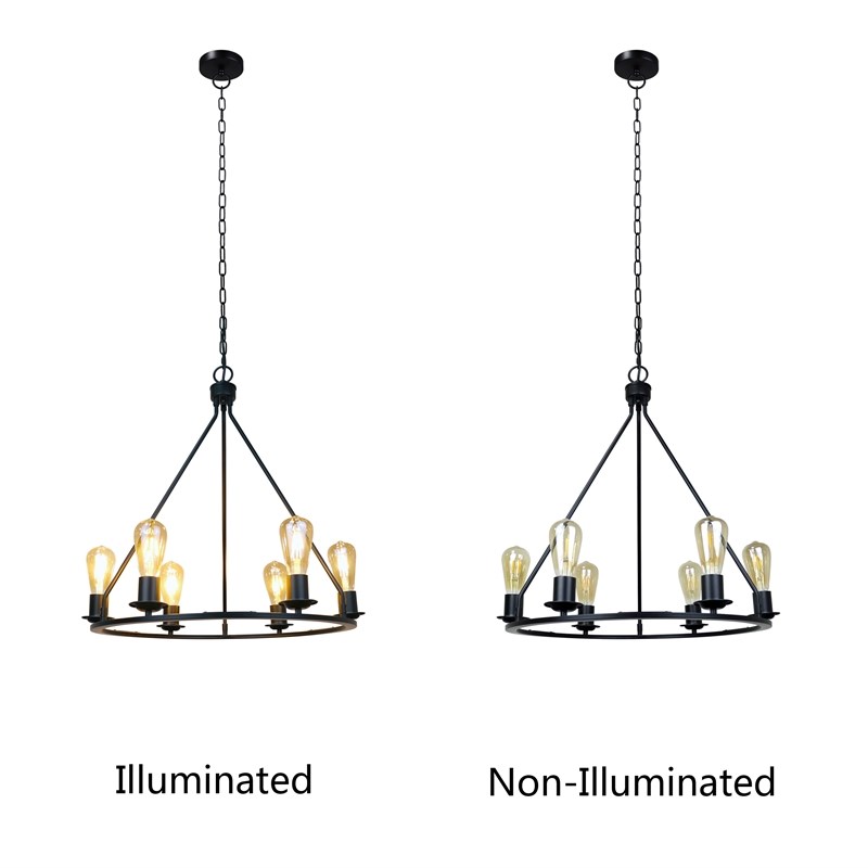 Chloe Lighting Ironclad 6-Light Metal Large Pendant in Matte Black