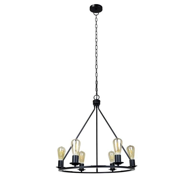 Chloe Lighting Ironclad 6-Light Metal Large Pendant in Matte Black