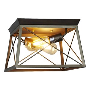 Chloe Lighting Farmhouse 2-Light Metal Ceiling Flush Fixture in Bronze/Gold