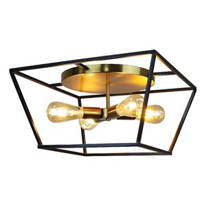 Chloe Lighting Farmhouse 4-Light Metal Ceiling Flush Fixture in Bronze/Gold