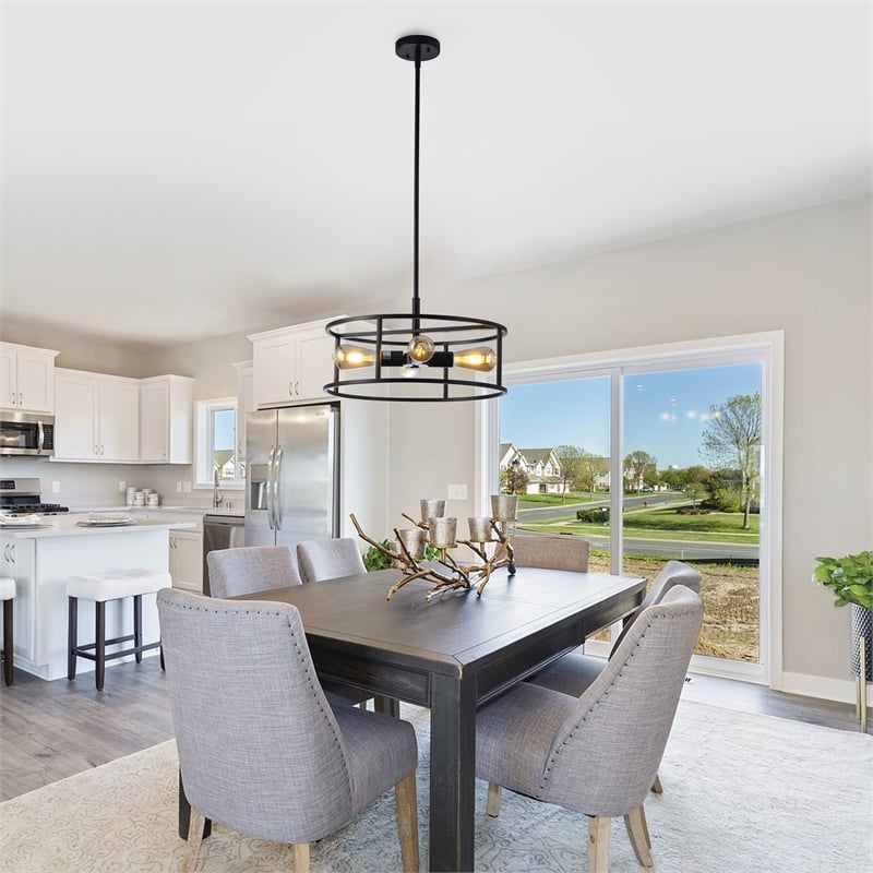 Chloe Lighting Ryker 4-Light Metal Ceiling Pendant in Matte Black