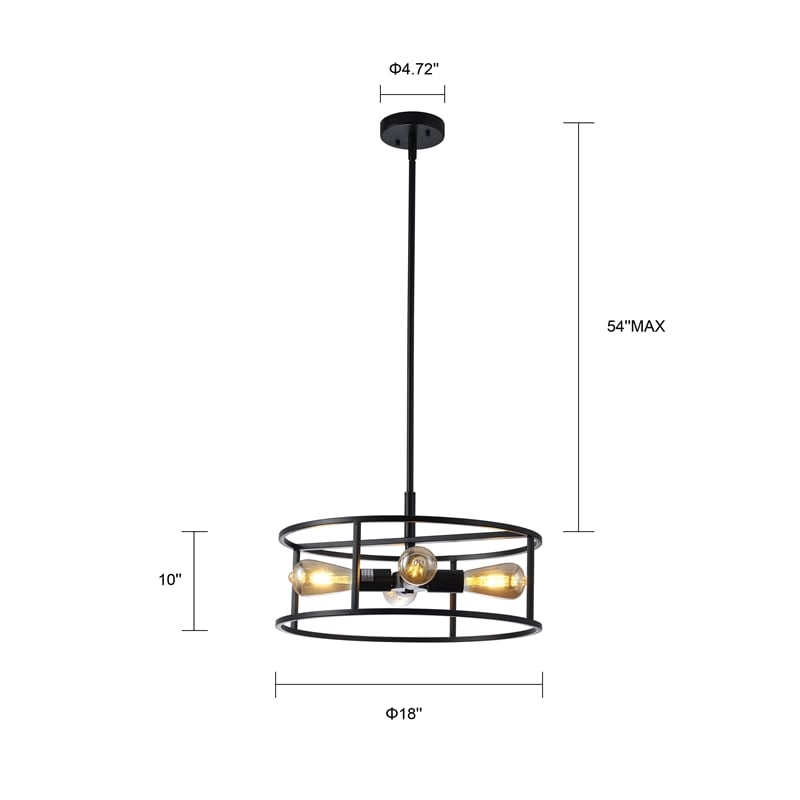 Chloe Lighting Ryker 4-Light Metal Ceiling Pendant in Matte Black