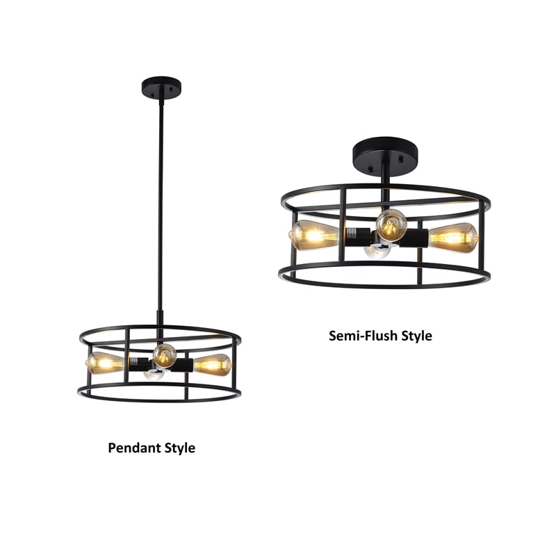 Chloe Lighting Ryker 4-Light Metal Ceiling Pendant in Matte Black