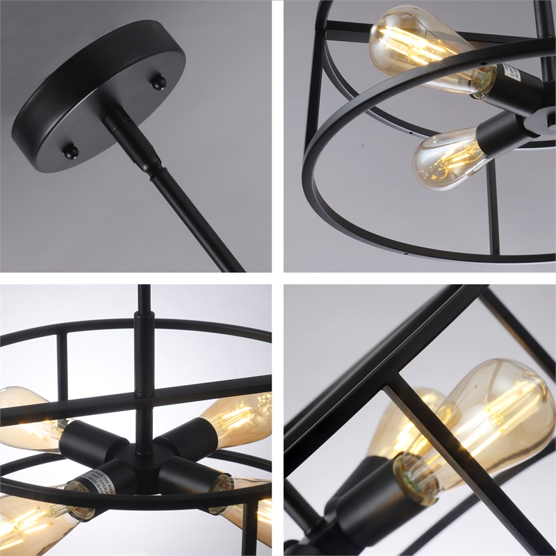 Chloe Lighting Ryker 4-Light Metal Ceiling Pendant in Matte Black