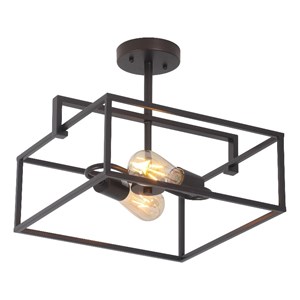 Chloe Lighting Nolan 2-Light Square Metal Semi Flush Ceiling Pendant in Bronze