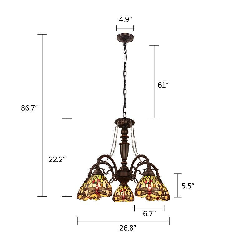 Chloe Lighting Anisoptera Purity 5-Light Glass Large Chandelier in Multi-Color