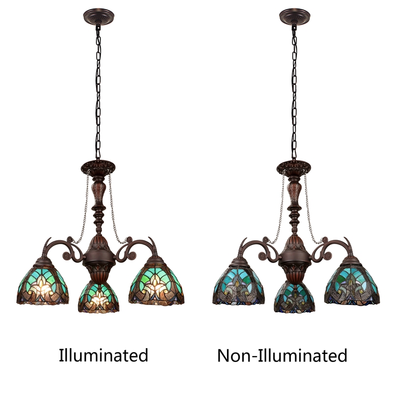 Chloe Lighting Liaison 3-Light Victorian Glass Mini Chandelier in Multi-Color