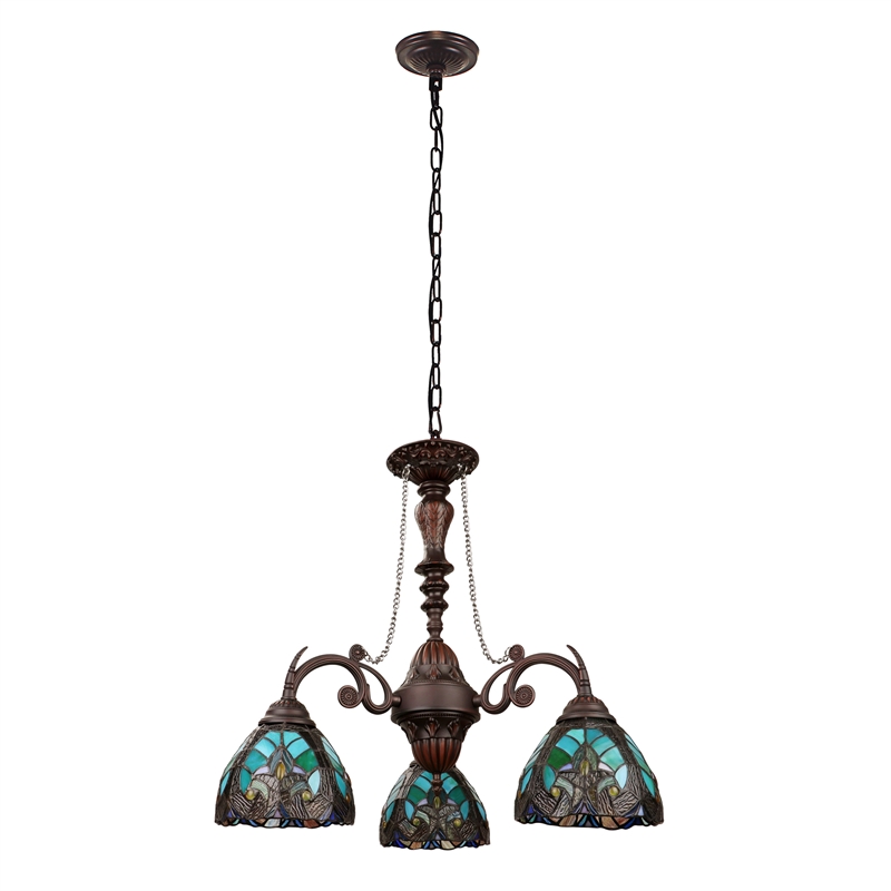 Chloe Lighting Liaison 3-Light Victorian Glass Mini Chandelier in Multi-Color