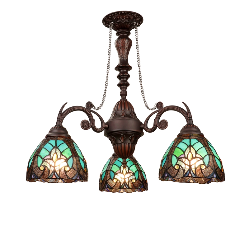 Chloe Lighting Liaison 3-Light Victorian Glass Mini Chandelier in Multi-Color