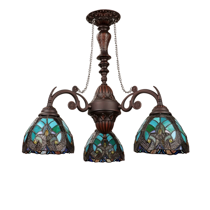 Chloe Lighting Liaison 3-Light Victorian Glass Mini Chandelier in Multi-Color