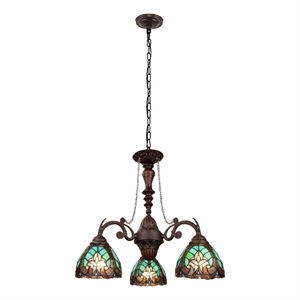 Chloe Lighting Liaison 3-Light Victorian Glass Mini Chandelier in Multi-Color
