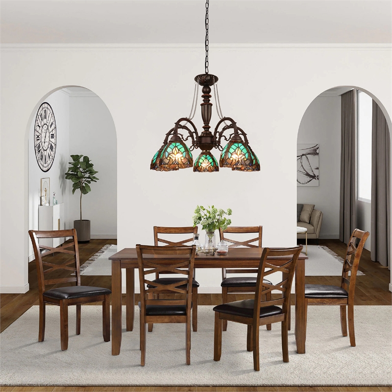 Chloe Lighting Liaison 5-Light Victorian Glass Large Chandelier in Multi-Color