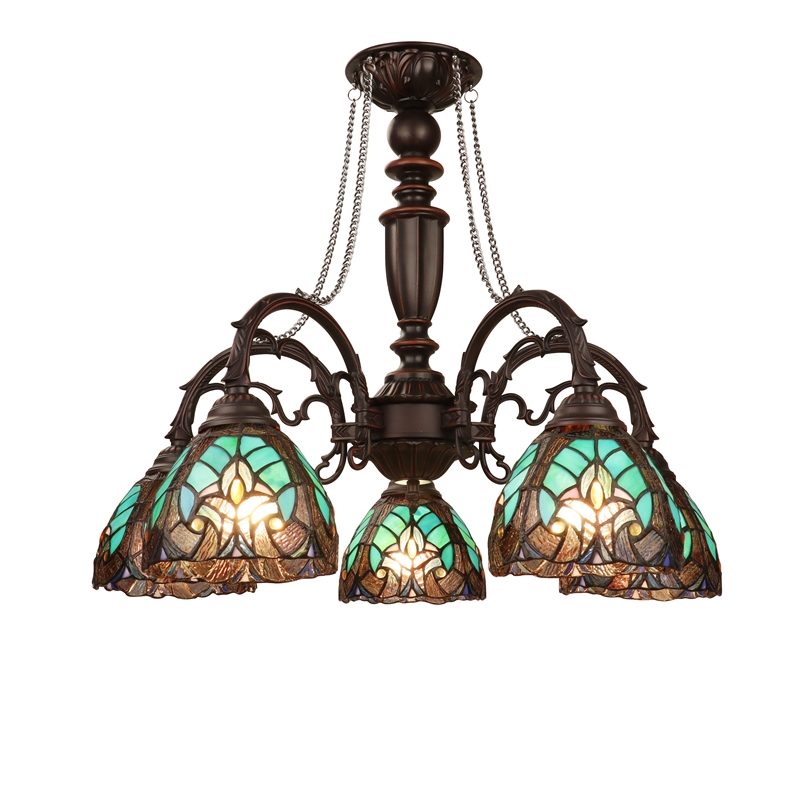 Chloe Lighting Liaison 5-Light Victorian Glass Large Chandelier in Multi-Color