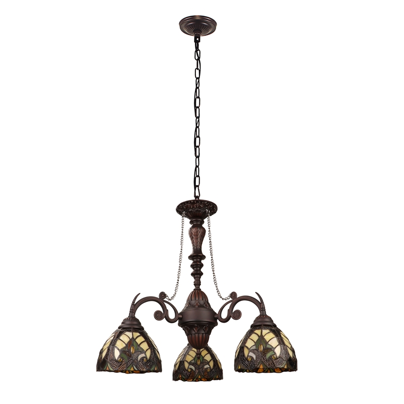 Chloe Lighting Liaison 3-Light Victorian Glass Chandelier in Multi-Color
