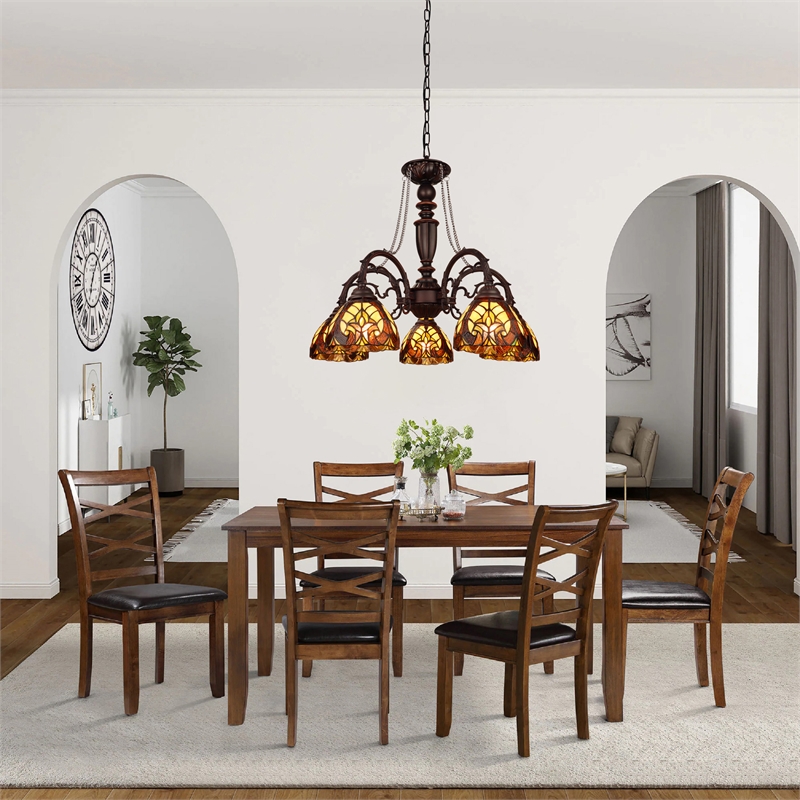 Chloe Lighting Liaison 5-Light Victorian Glass Chandelier in Multi-Color