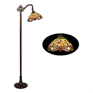 Chloe Lighting Anisoptera Purity 1-Light Glass Reading Floor Lamp in Multi-Color