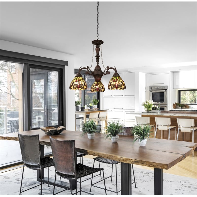 Chloe Lighting Anisoptera Purity 3-Light Glass Mini Chandelier in Multi-Color
