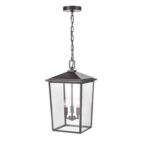 millennium lighting fetterton metal 3 light outdoor hanging lantern- bronze