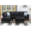 Devion Furniture Faux Leather Sectional Sofa with Ottoman-Black