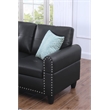 Devion Furniture Faux Leather Sectional Sofa with Ottoman-Black